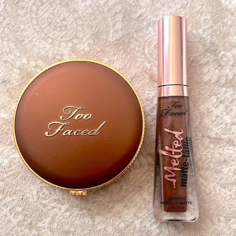 Brand New Too Faced Chocolate Soleil Matte Bronzer & Melted Matte Metallic Lip